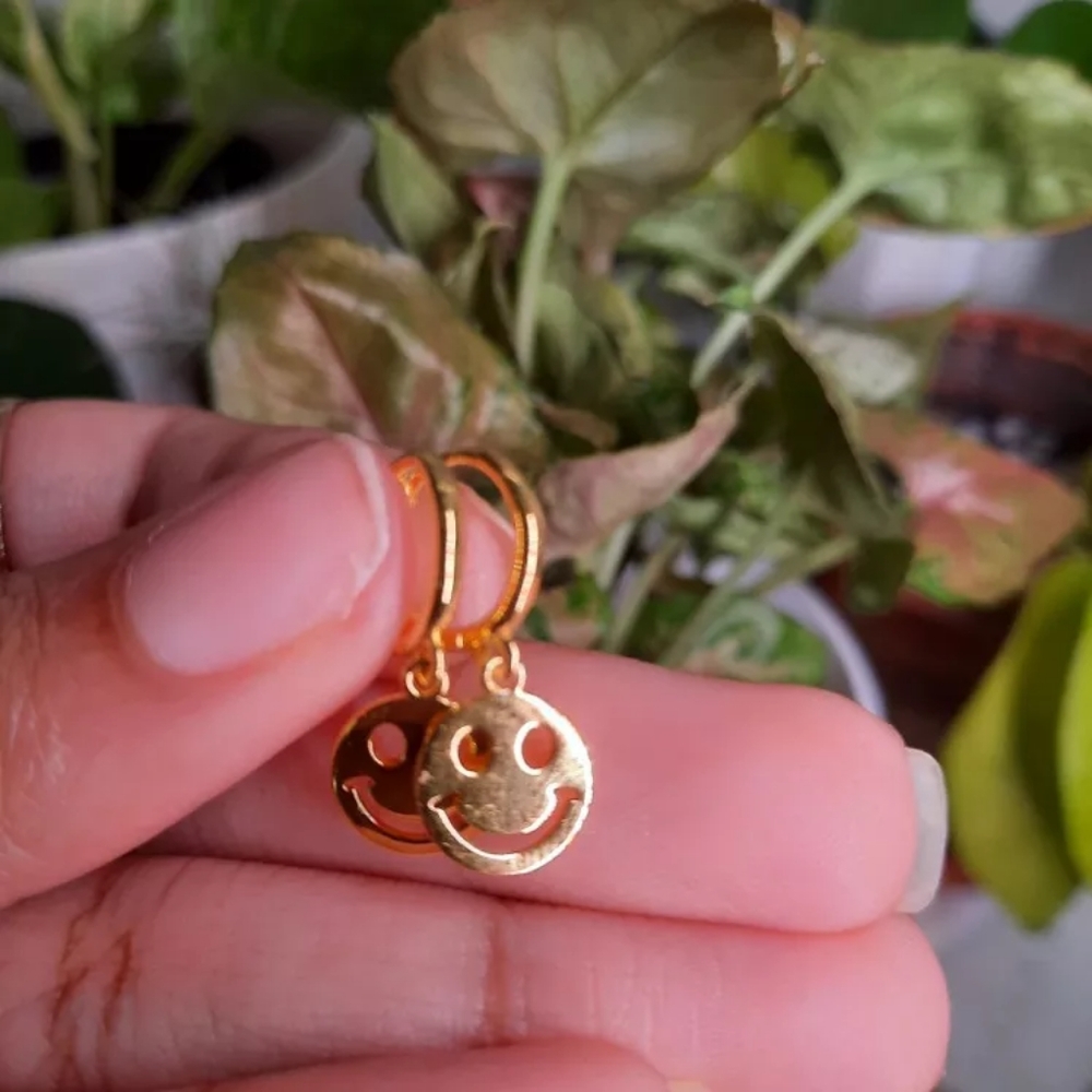 Silver Plated Gold Smiley Earrings
